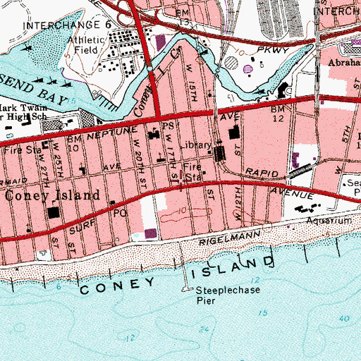 Topographic Map of Tilyou Theatre (historical), NY