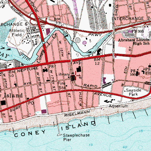 Topographic Map of Coney Island Terminal New York City Transit System, NY