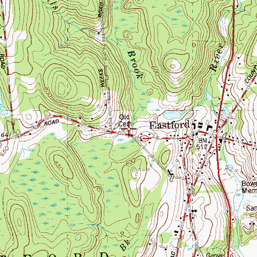 Topographic Map of Old Cemetery, CT