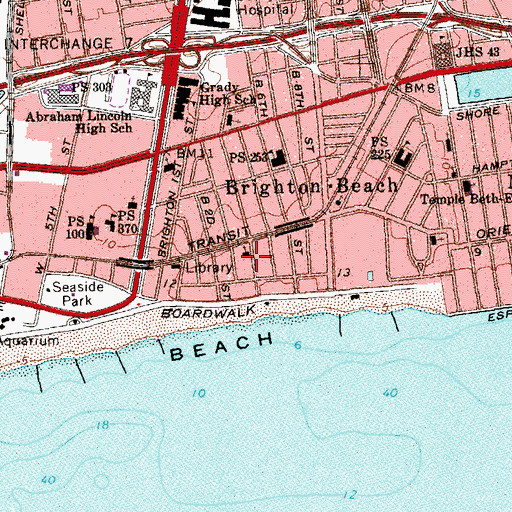 Topographic Map of Ocean View Jewish Center, NY