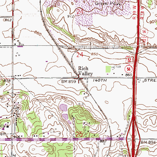 Topographic Map of Rich Valley Post Office (historical), MN