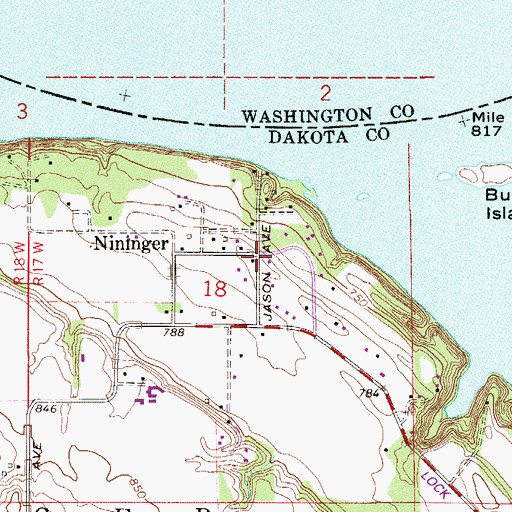 Topographic Map of Nininger Post Office (historical), MN