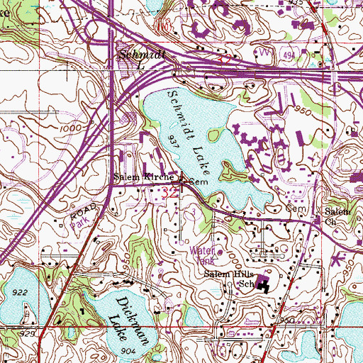 Topographic Map of Salem Evangelical Kirche Cemetery, MN