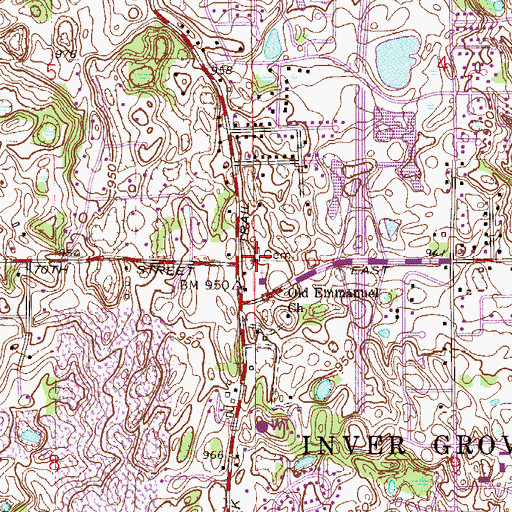 Topographic Map of Old Emanuel Lutheran Church Cemetery, MN