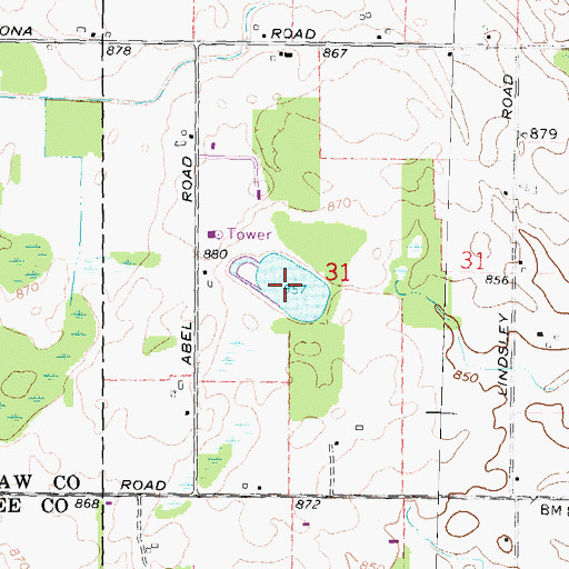 Topographic Map of Truman Lake, MI