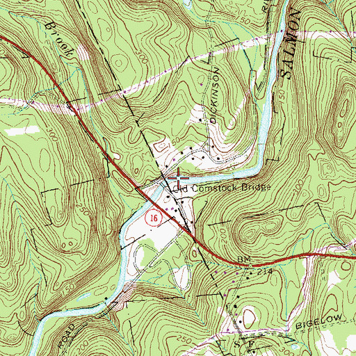 Topographic Map of Old Comstock Bridge, CT