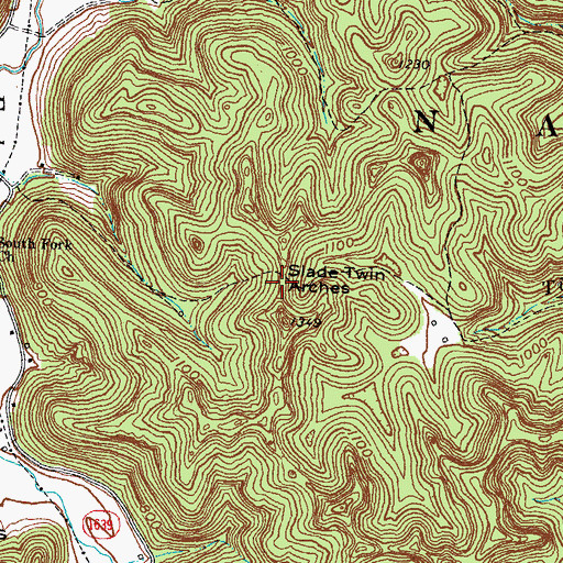 Topographic Map of South Fork Twin Arches, KY