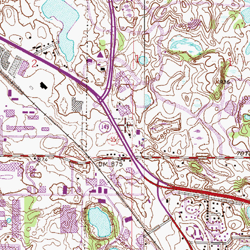 Topographic Map of Trinity Lone Oak Cemetery, MN