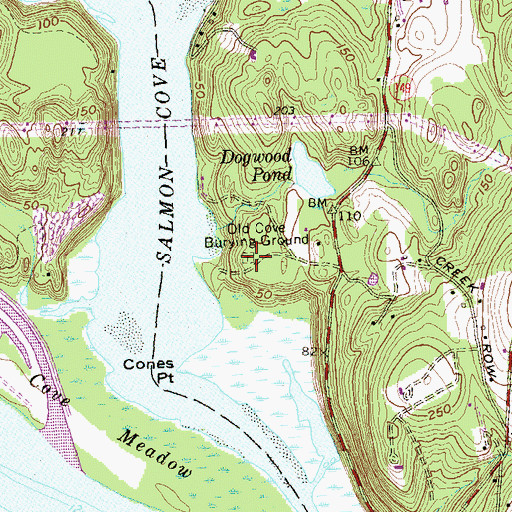 Topographic Map of Old Cove Burying Ground, CT