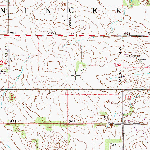 Topographic Map of Rose Hill Cemetery, MN