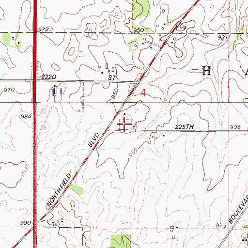 Topographic Map of Hampton Cemetery, MN
