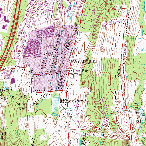 Topographic Map of Old East Cemetery, CT