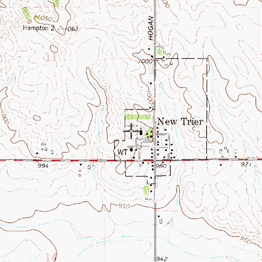 Topographic Map of Saint Mary's Catholic Church Cemetery, MN