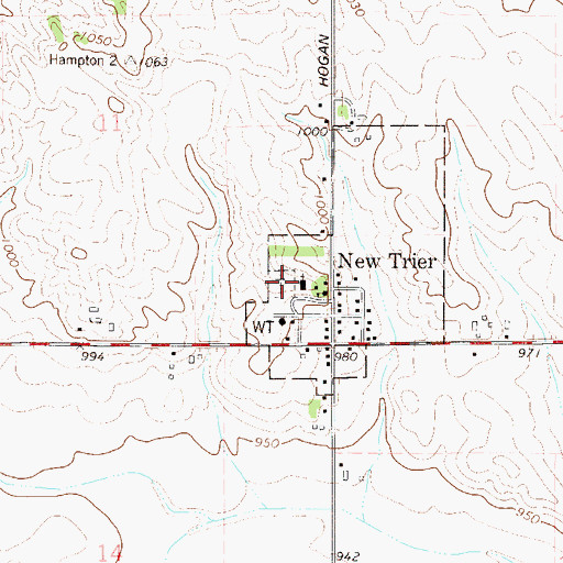 Topographic Map of Saint Mary's Catholic Church Cemetery, MN