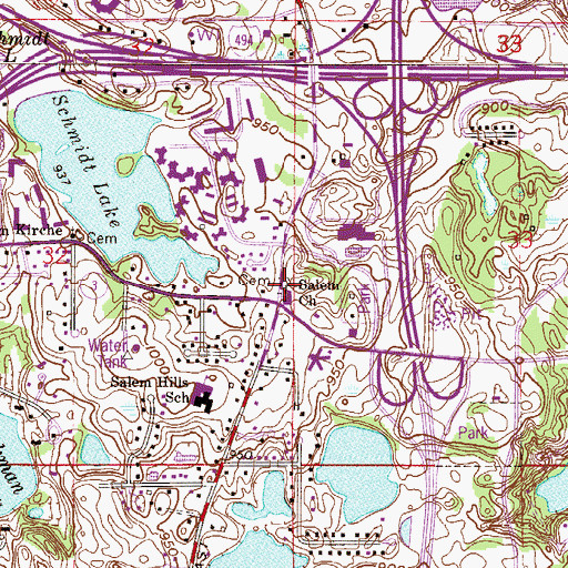 Topographic Map of Salem United Methodist Church Cemetery, MN