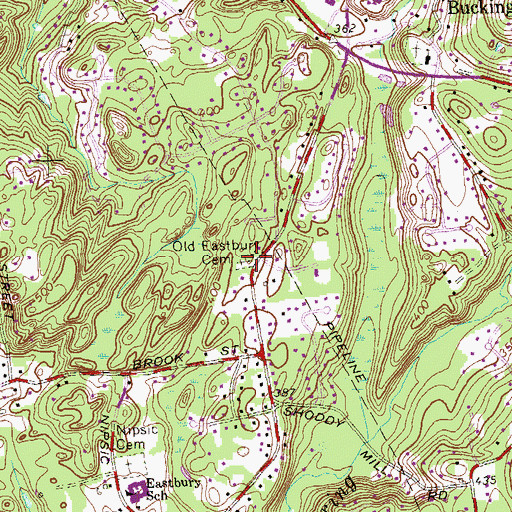 Topographic Map of Old Eastbury Cemetery, CT
