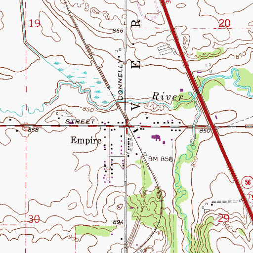 Topographic Map of Empire City (historical), MN