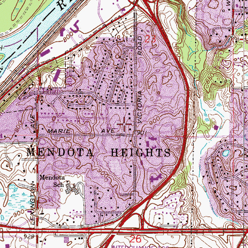 Topographic Map of Marie Park, MN