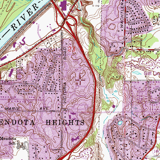 Topographic Map of Victoria Highland Park, MN