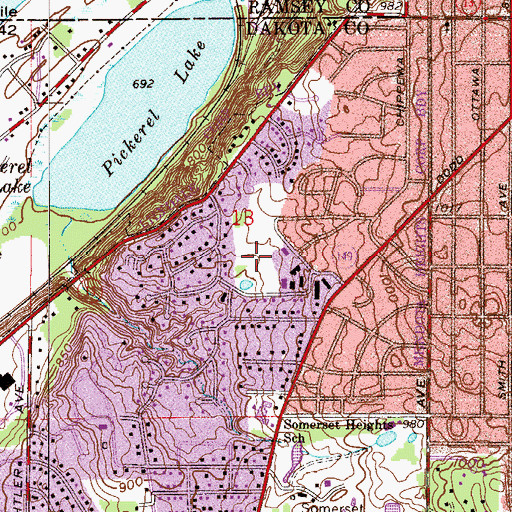 Topographic Map of Ivy Hills Park, MN