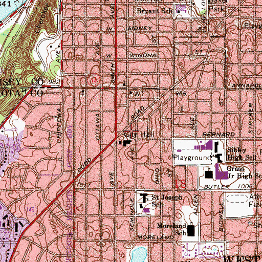 Topographic Map of Albert Park, MN