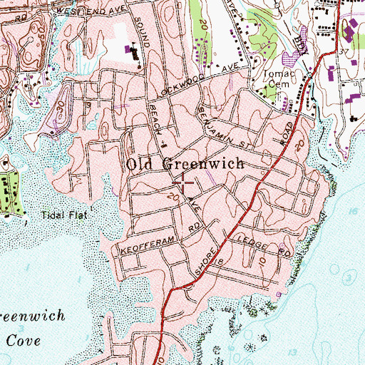 Topographic Map of Old Greenwich, CT
