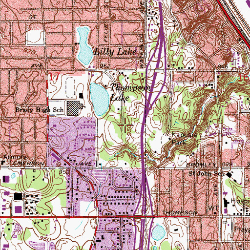 Topographic Map of Thompson County Park, MN