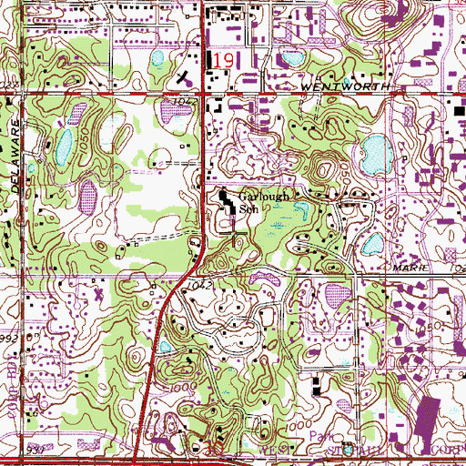 Topographic Map of Garlough Park, MN
