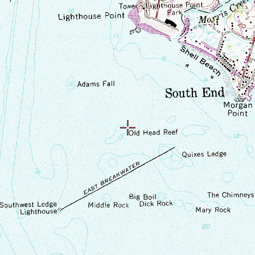 Topographic Map of Old Head Reef, CT