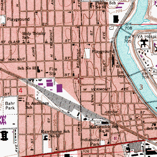 Topographic Map of Haughville Branch Indianapolis-Marion County Public Library, IN