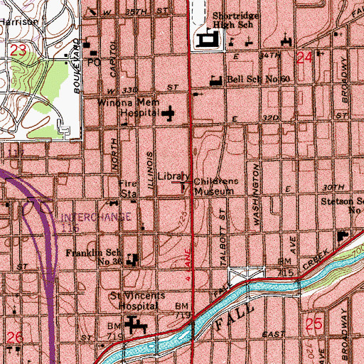 Topographic Map of Infozone Branch Indianapolis-Marion County Public Library, IN