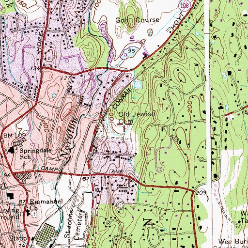 Topographic Map of Old Jewish Cemetery, CT