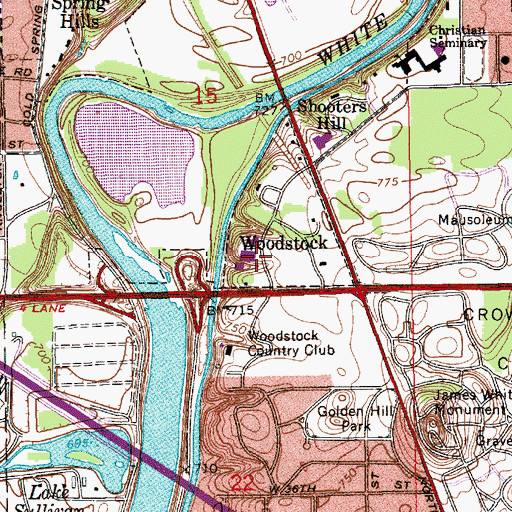 Topographic Map of Stout Reference Library, IN