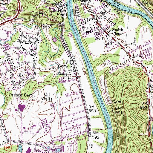 Topographic Map of Eloise Railroad Station (historical), KY