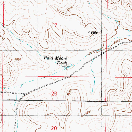 Topographic Map of Paul Moore Tank, AZ