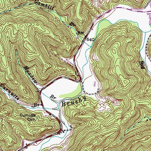 Topographic Map of Lower Brushey Creek School (historical), KY