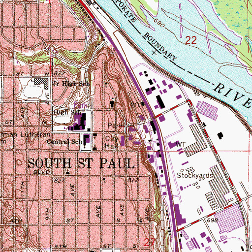 Topographic Map of Fred Lawshe Park, MN