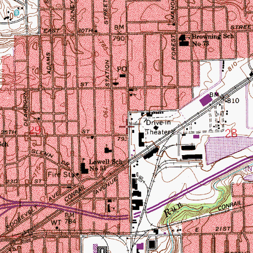 Topographic Map of Brightwood Branch Indianapolis-Marion County Public Library, IN