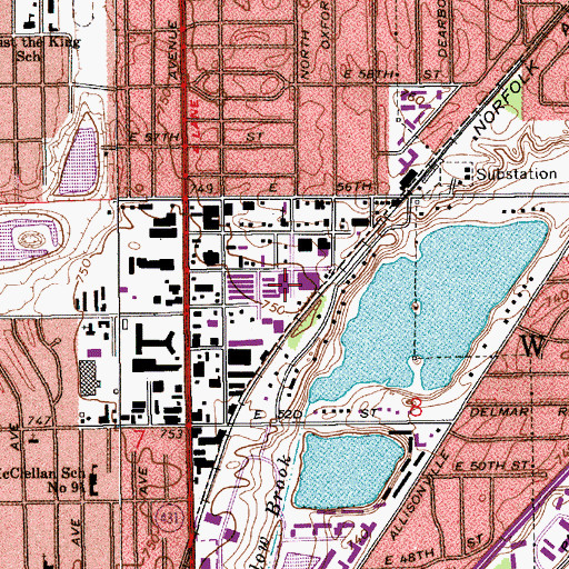 Topographic Map of Bacon Post Office, IN