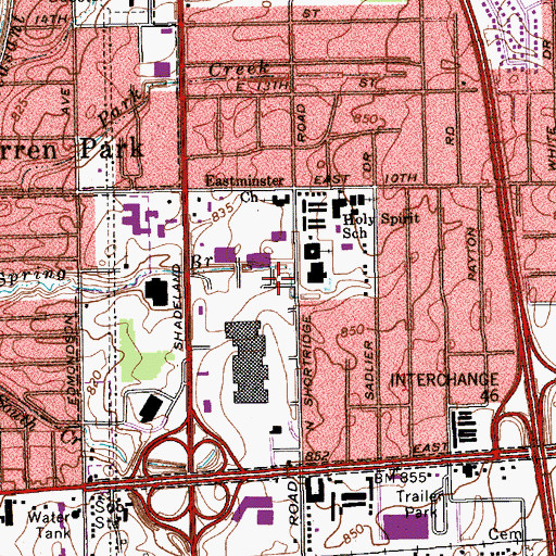 Topographic Map of Eastgate Station Indianapolis Post Office, IN