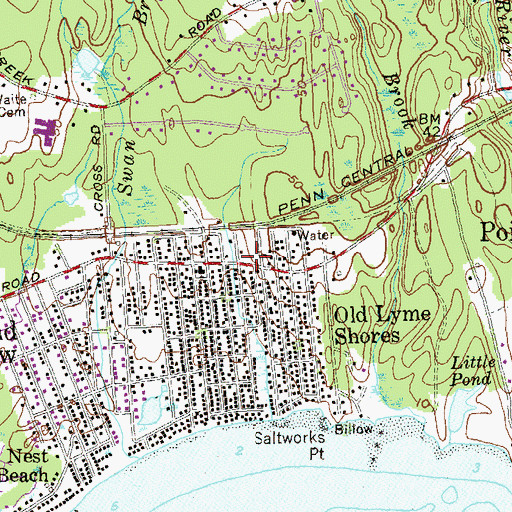 Topographic Map of Old Lyme Shores, CT