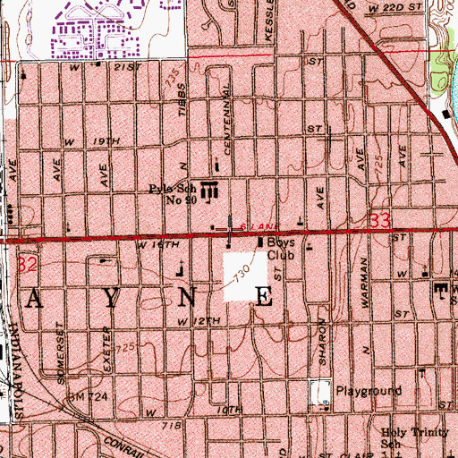 Topographic Map of Rainbow Station Indianapolis Post Office, IN