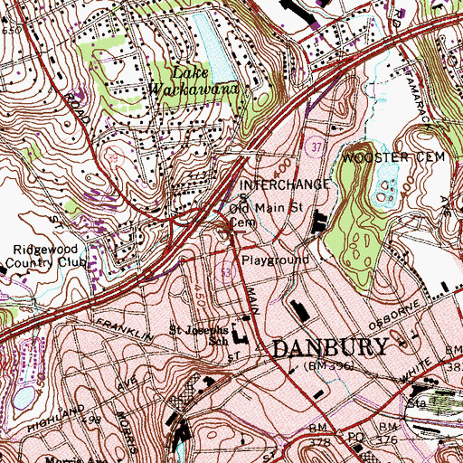 Topographic Map of Old Main Street Cemetery, CT