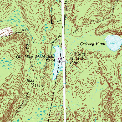 Topographic Map of Old Man McMullen Pond, CT