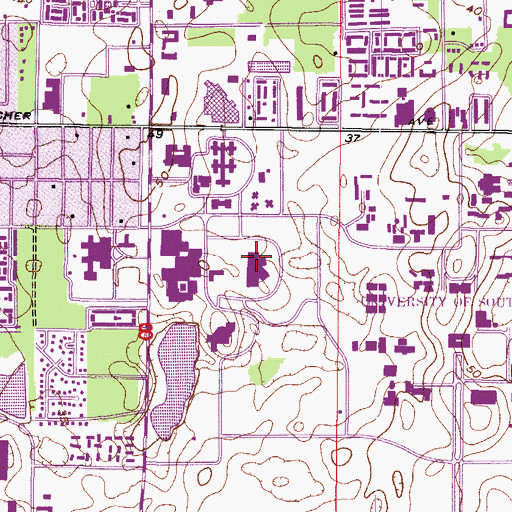 Topographic Map of H Lee Moffitt Cancer Center, FL