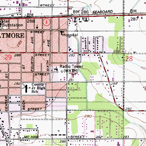 Topographic Map of Atmore Community Hospital, AL