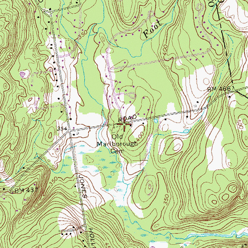 Topographic Map of Old Marlborough Cemetery, CT