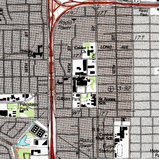 Topographic Map of CHRISTUS Spohn Hospital - Saint Elizabeth, TX