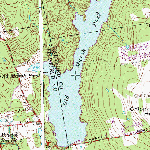 Topographic Map of Old Marsh Pond, CT