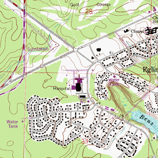 Topographic Map of United States Air Force Eglin Regional Hospital, FL